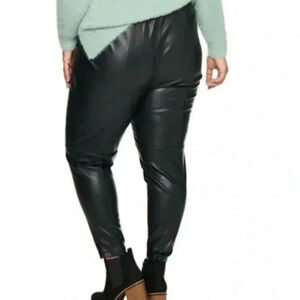 NWT Sonoma Vegan Faux Leather Leggings Plus 4X Black Pants Festival  Elastic